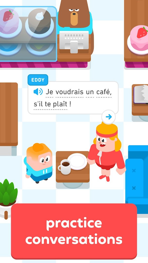 Duolingo listening exercise asking learners to match spoken words to pictures