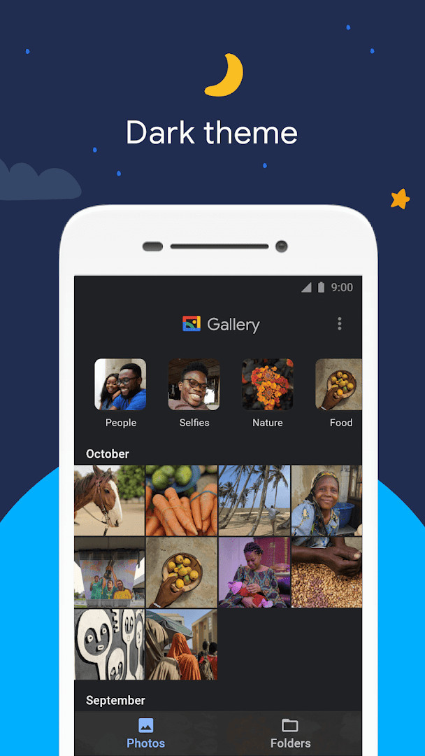 Gallery settings screen showing offline mode and storage options