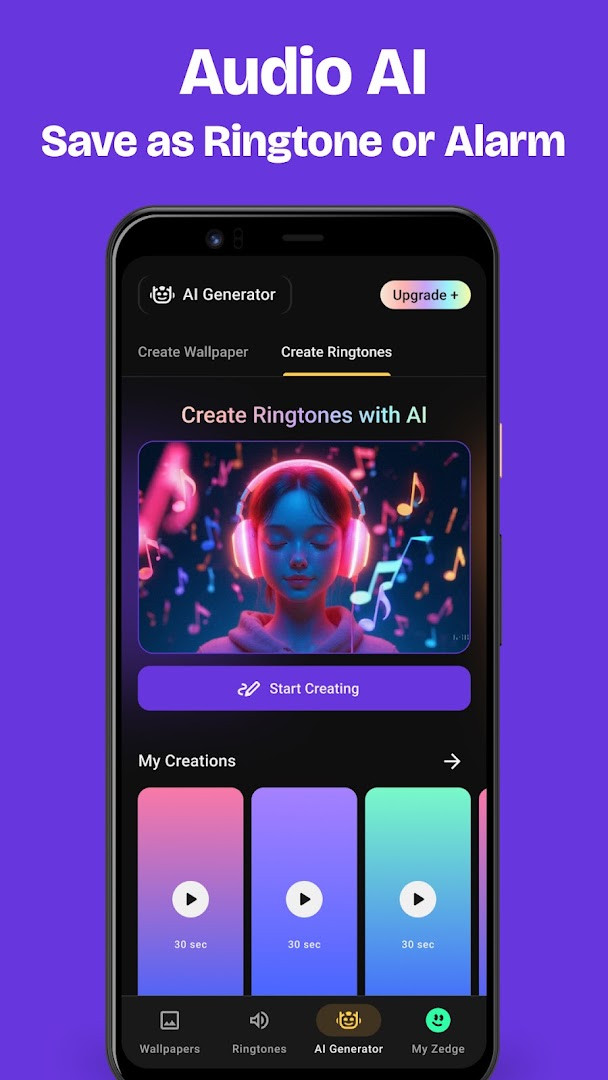 Zedge settings menu for personalization options.