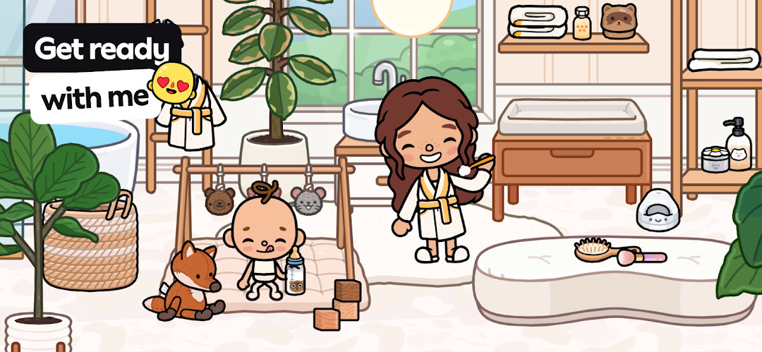 Toca Boca World screenshot showing Bop City apartments and shops