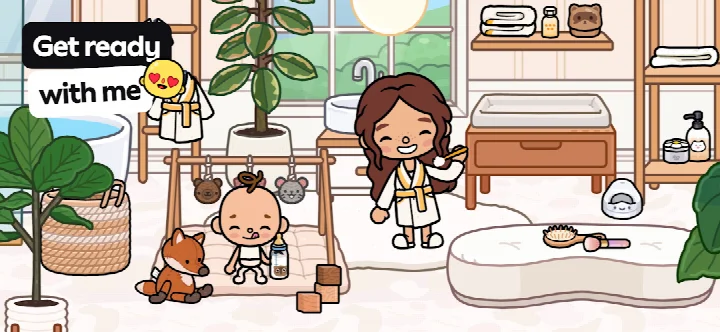 Toca Boca World screenshot showing Bop City apartments and shops