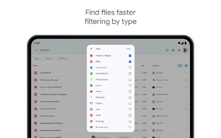 Tablet layout with side-by-side view and drag-and-drop
