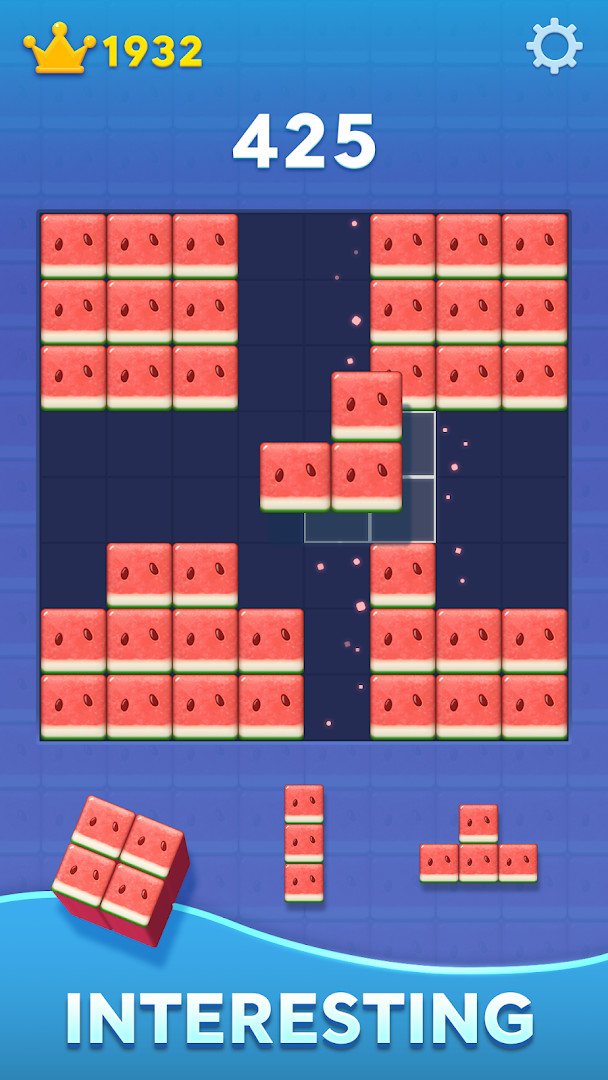 A screenshot showing a combo effect with multiple lines clearing and a score multiplier popup.