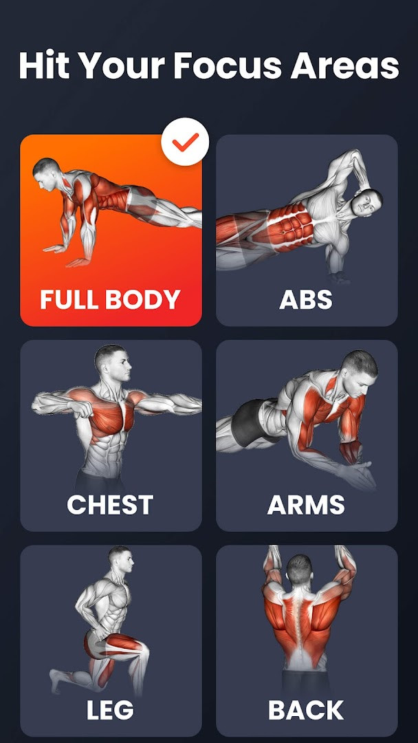 Muscle group selection screen