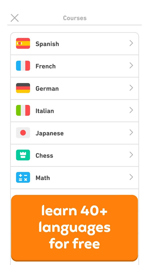 Duolingo home screen showing a colorful path of language lessons and daily goals