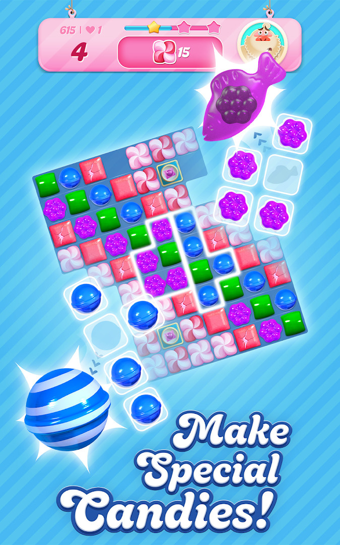 Candy Crush Saga settings screen with options for sound and payments