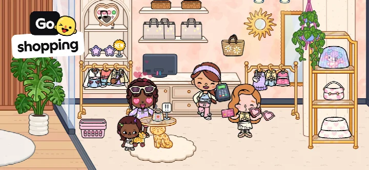 Toca Boca World screenshot of character creator with hair and outfit options