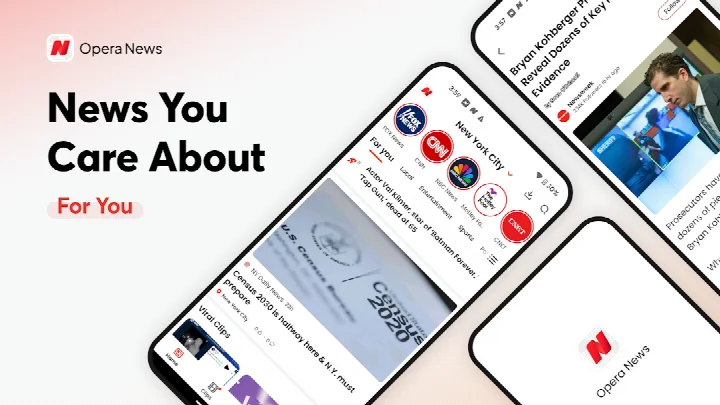 Opera News: breaking & local showing a customizable news feed with local and global headlines.