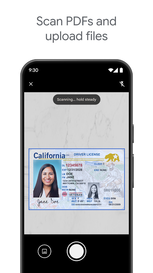 Document preview with editing tools and sharing button