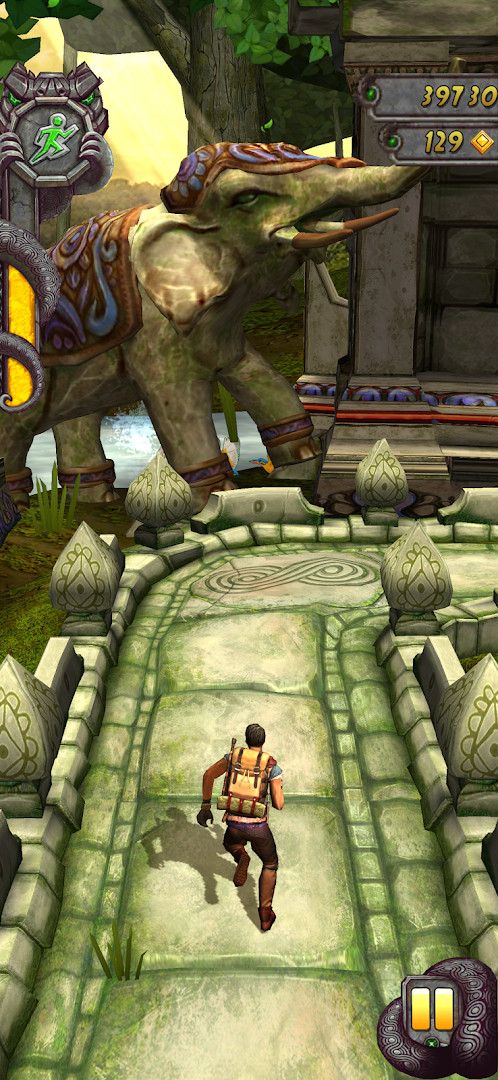 Temple Run 2 power-up collection with shields, coin magnets, and speed boosts