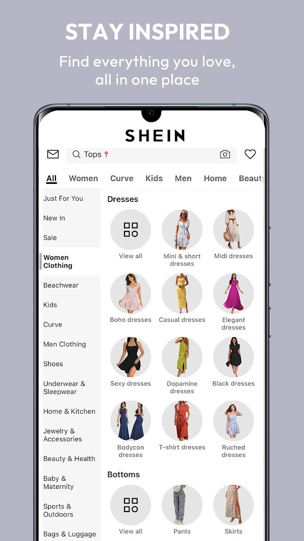 New arrivals section showing latest fashion items and styles