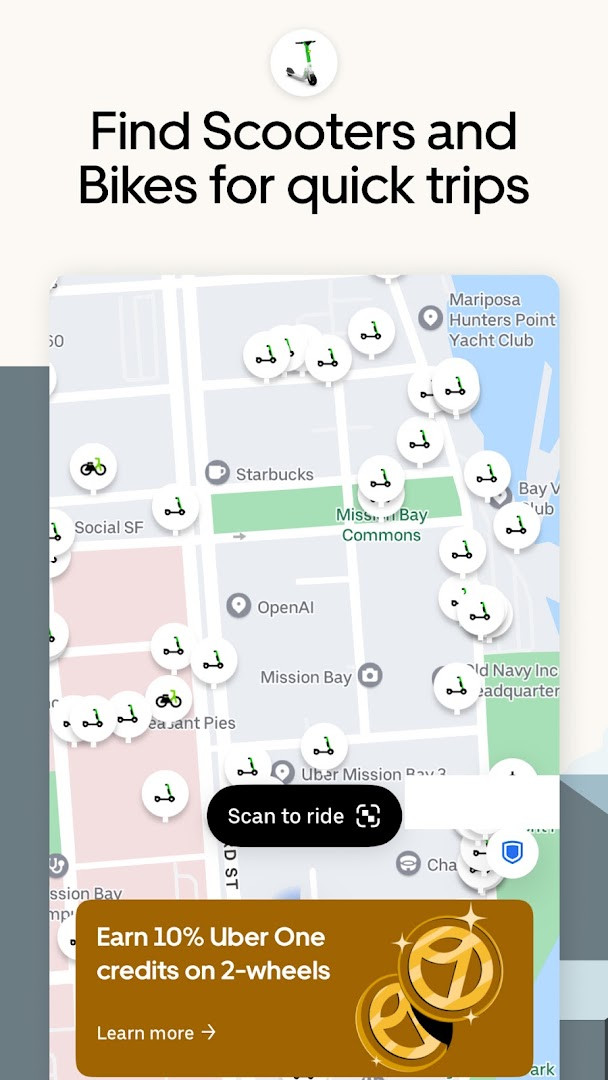 Uber app screen for Uber One membership showing delivery and ride perks