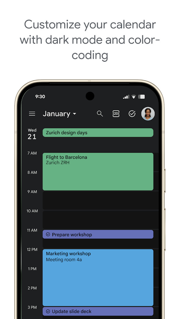 Task list in full-screen view for managing to-dos