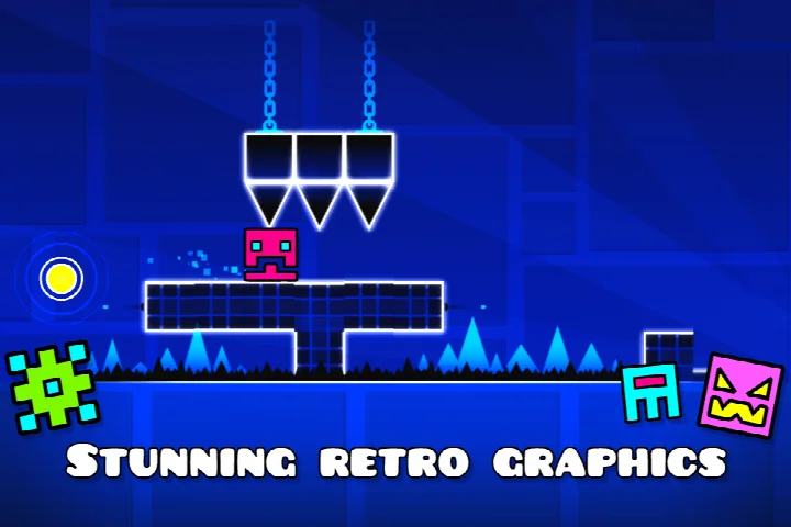 Menu screen with level selection options in Geometry Dash Lite