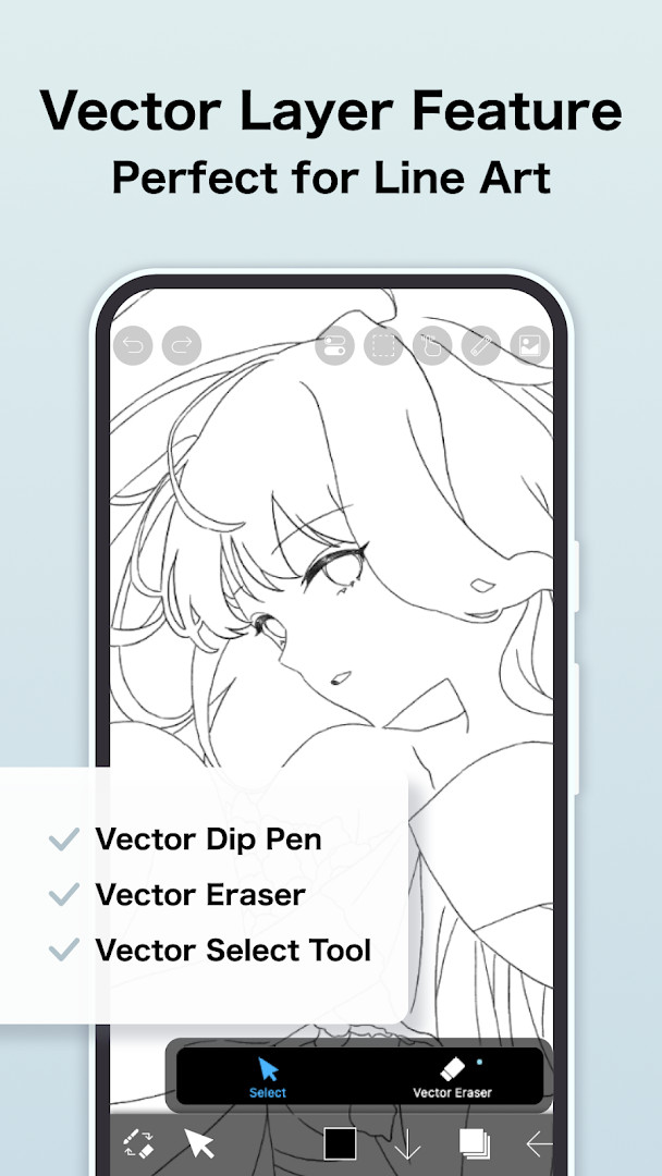 ibis Paint X Smart Shape tool drawing a shape on a vector layer