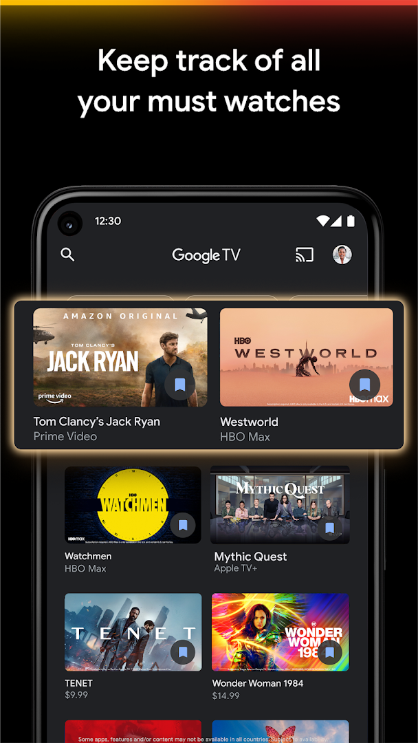 Shop tab in Google TV for buying or renting the newest movie releases