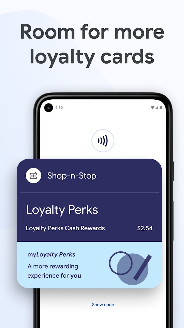 Google Wallet interface for transit passes with tap to pay.