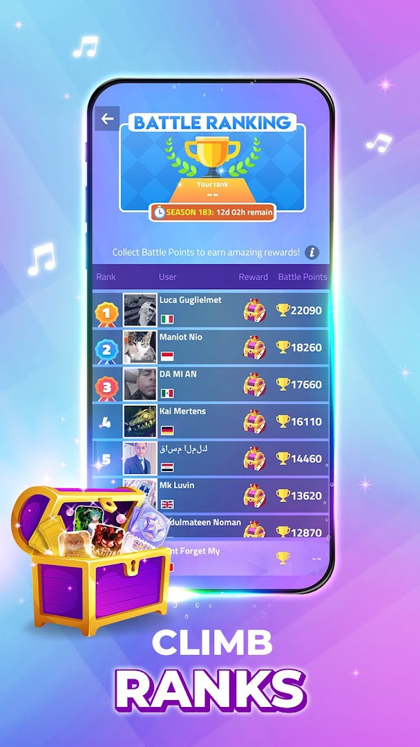 Difficulty selection screen offering easy tunes through harder piano tracks