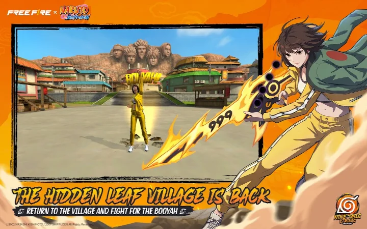 Free Fire x NARUTO SHIPPUDEN screenshot of capturing Sharingan: Control to aim a Tailed Beast Bomb at a target area