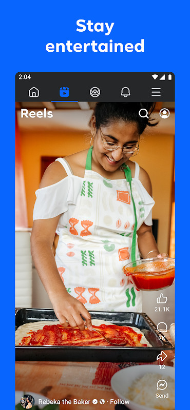 Facebook reels player with vertical videos