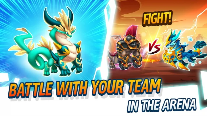 Dragon City: Mobile Adventure screenshot of breeding two dragons to create a hybrid species.