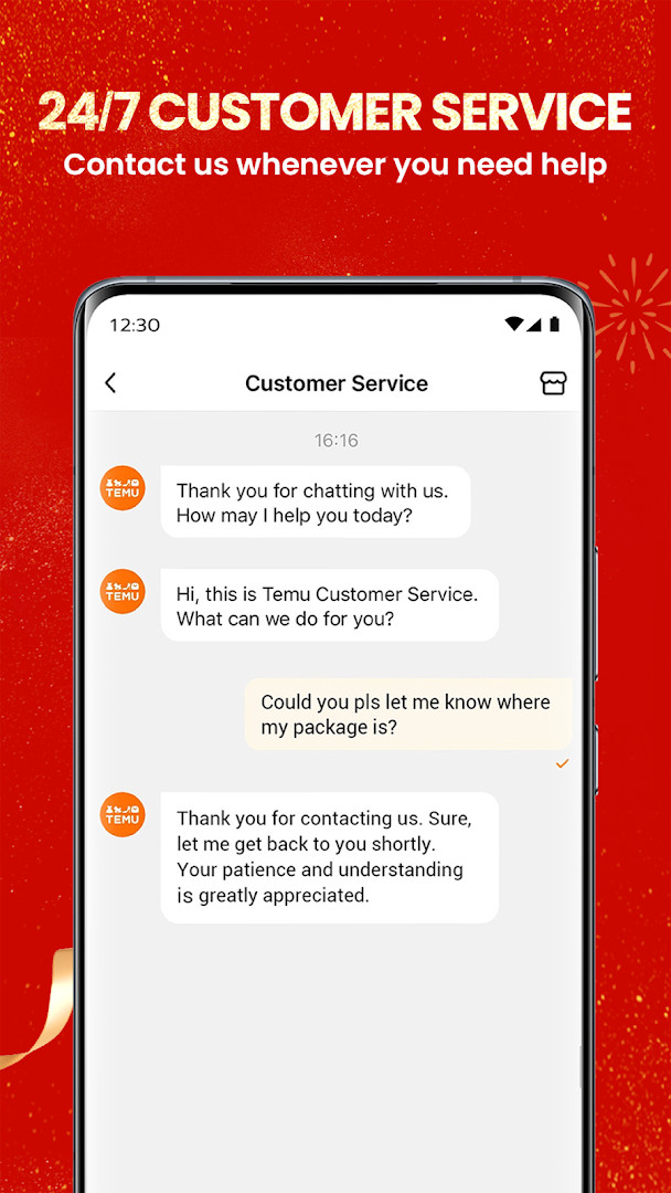 Temu app checkout screen with fast and secure payment