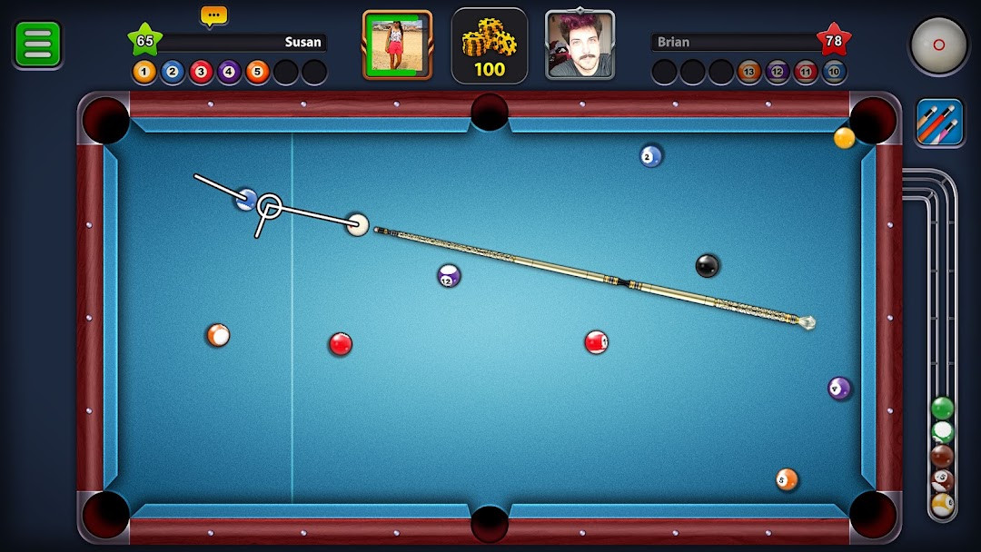 8 Ball Pool main menu showing play options and player profile