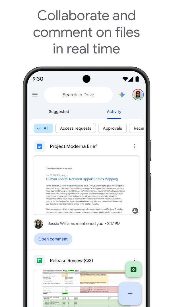 Camera scanning a paper document for upload