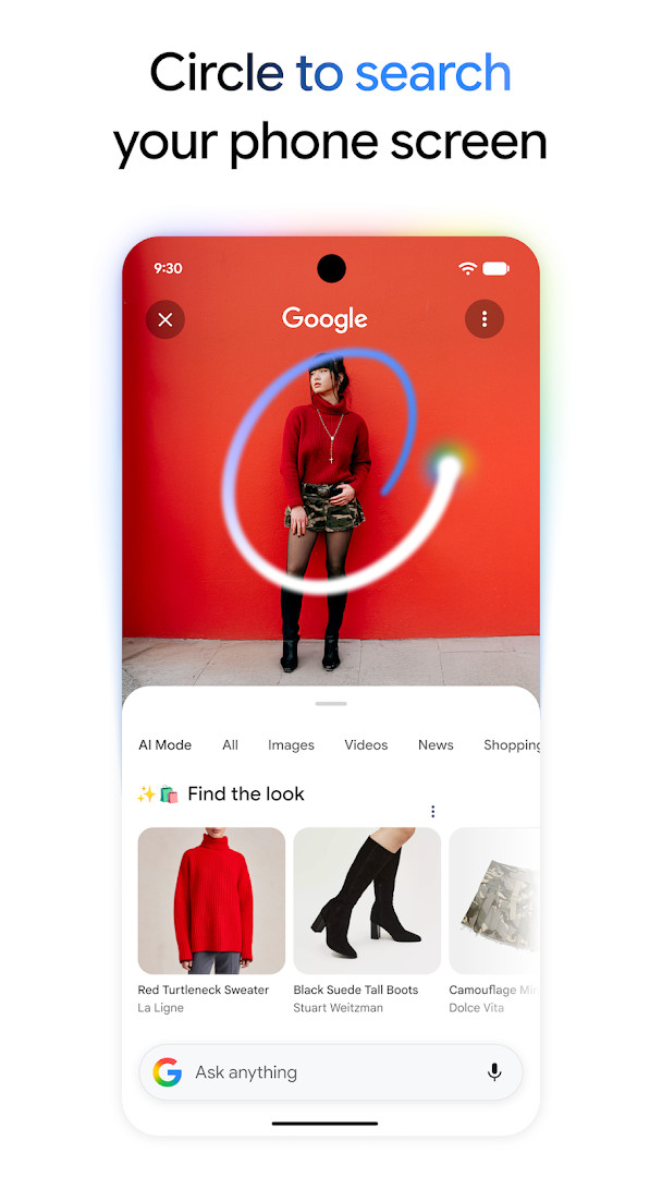 Google app Lens camera view identifying objects and plants