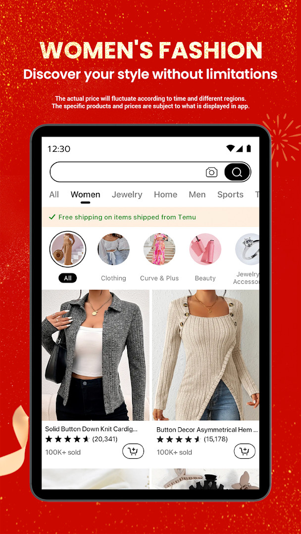 Temu app listing thousands of new products and shops