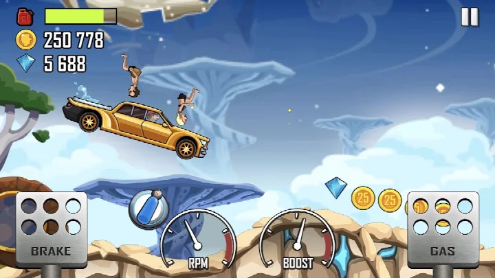Bill the racer performing a mid-air stunt with a bike over a canyon gap.
